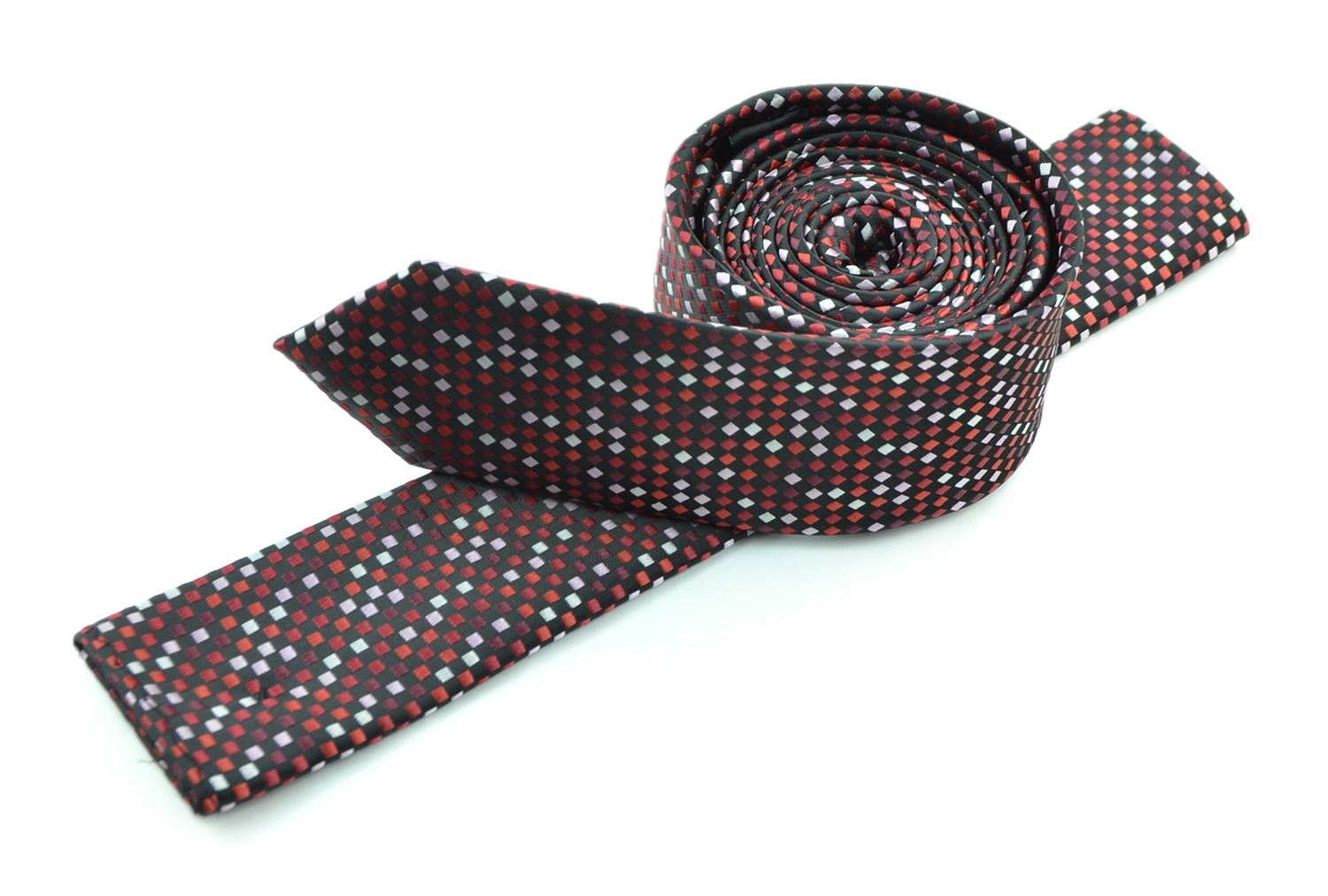 Moda Di Raza Mens Led Pattern Dotted Skinny Ties Modern Imported Fashion Neckties-Red