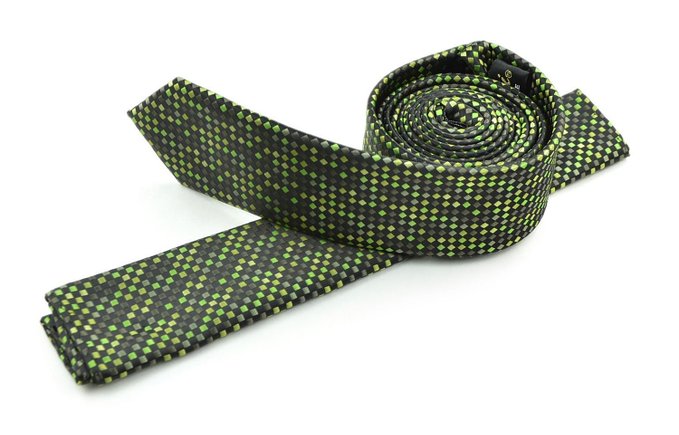 Moda Di Raza Mens Led Pattern Dotted Skinny Ties Modern Imported Fashion Neckties-Green
