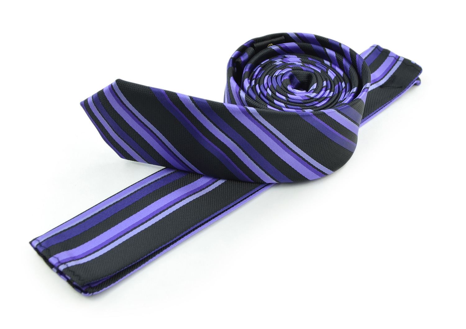 Moda Di Raza Men's Multi Striped Skinny Trendy Imported Modern Fashion Necktie-Purple