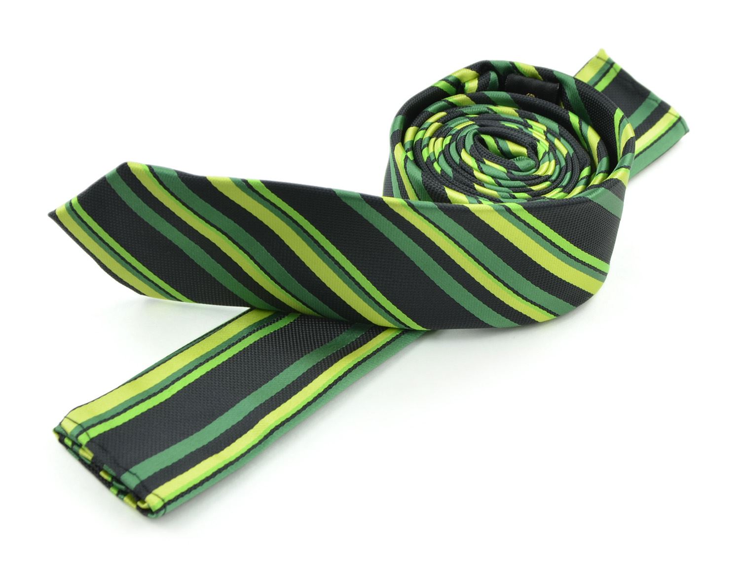 Moda Di Raza Men's Multi Striped Skinny Trendy Imported Modern Fashion Necktie-Green