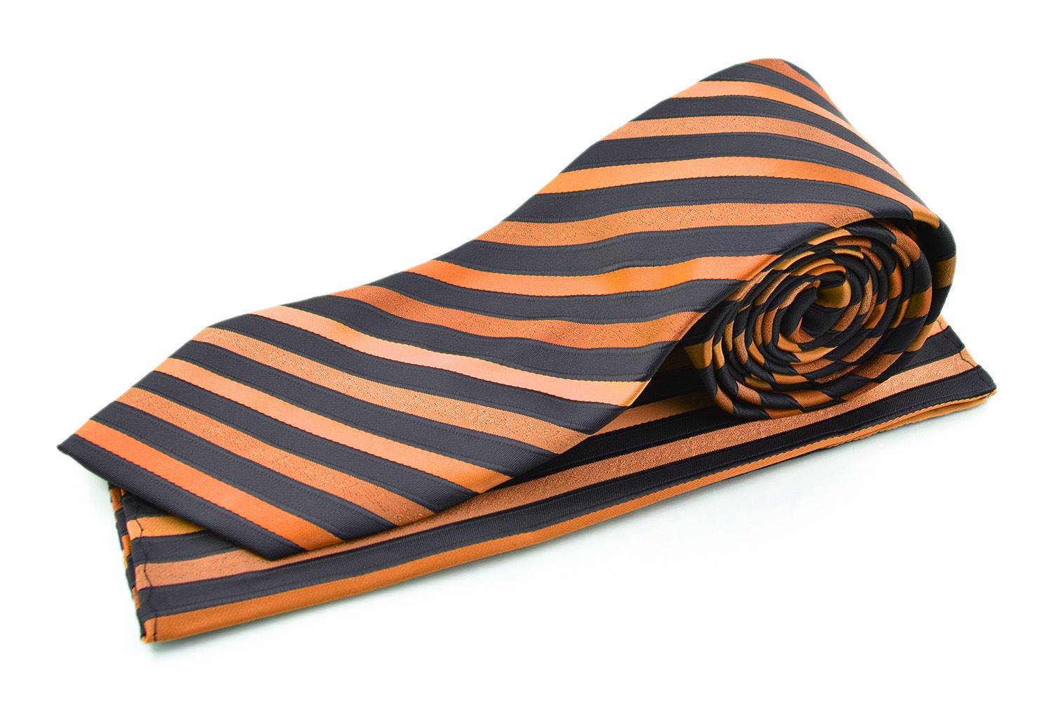 Moda Di Raza Men's Subtle Striped Trendy Modern Imported Silky Fashion Neckties - Orange
