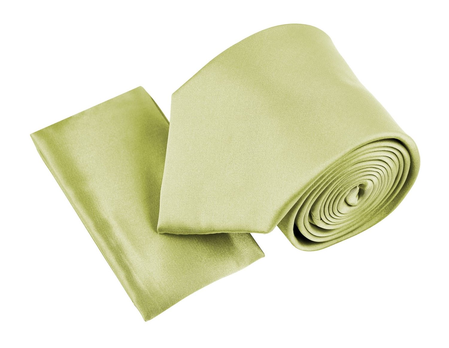 Belle Donne- Men's Solid Satin Silk NeckTie With Handkerchief -Apple Green