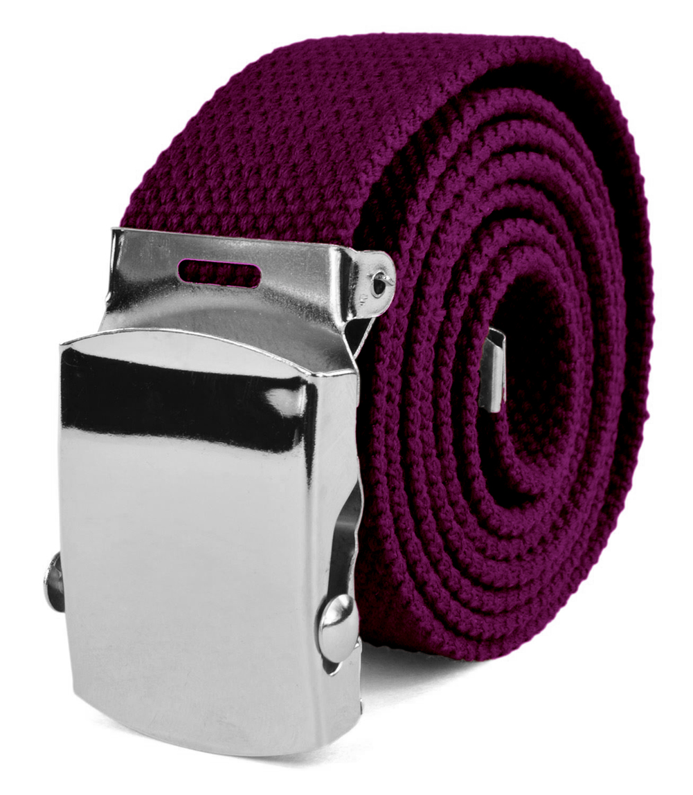 Canvas Web Belt Military Tactical Style Slide Buckle 44" / 46" Long - Dark Purple