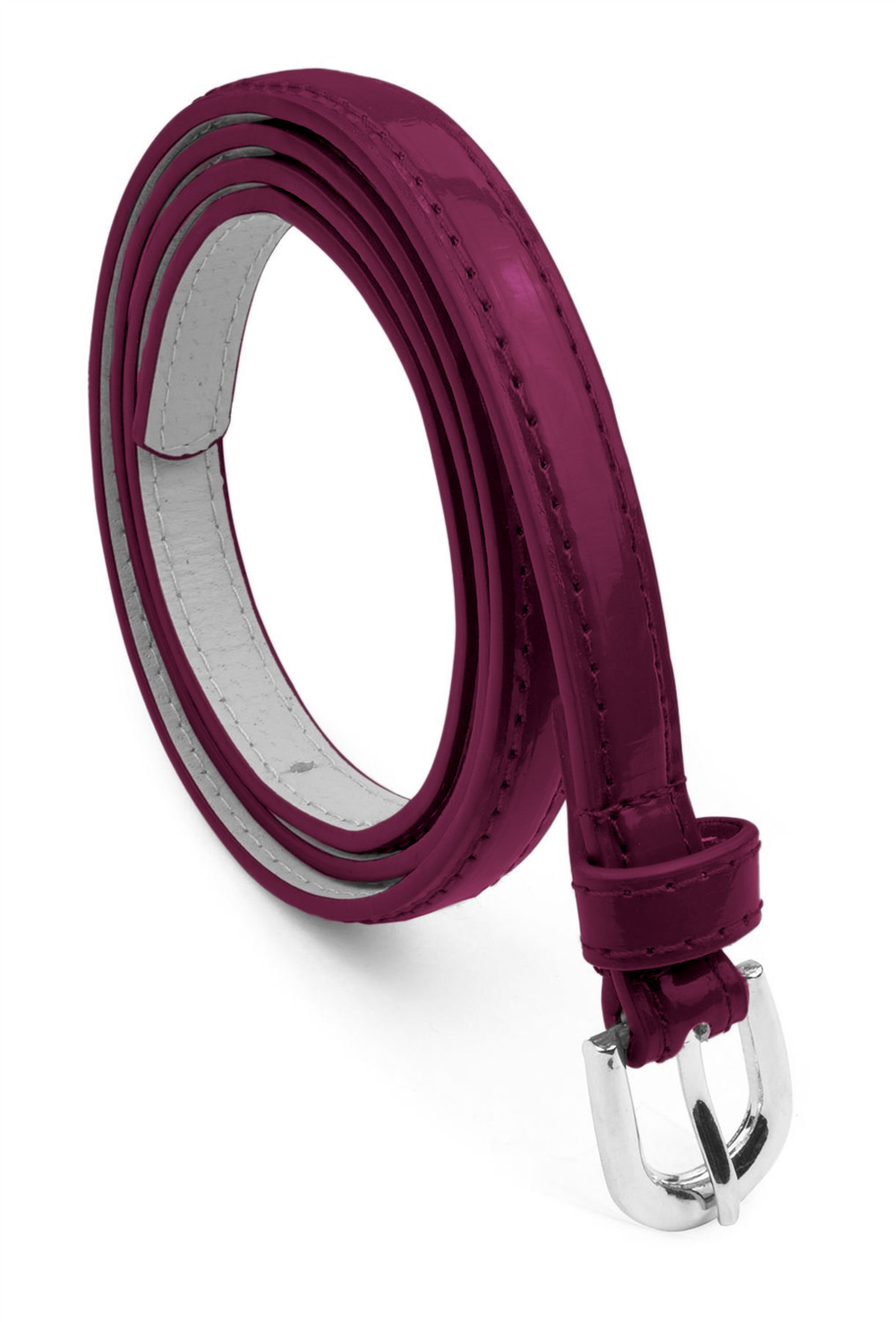 Women Dress Belt Polished Buckle Bonded Leather - Purple Large