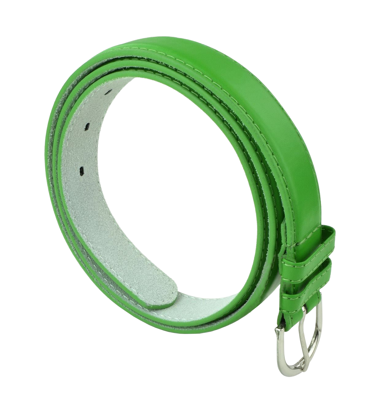Womens Chic Dress Belt Bonded Leather Polished Buckle - Fd Green Small