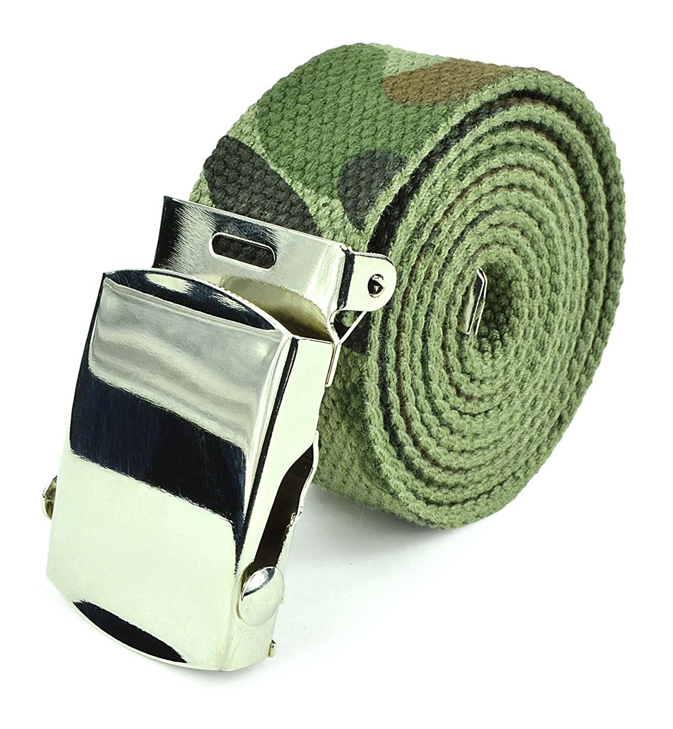 Canvas Web Belt Military Tactical Style Slide Buckle 44" / 46" Long - Army Green