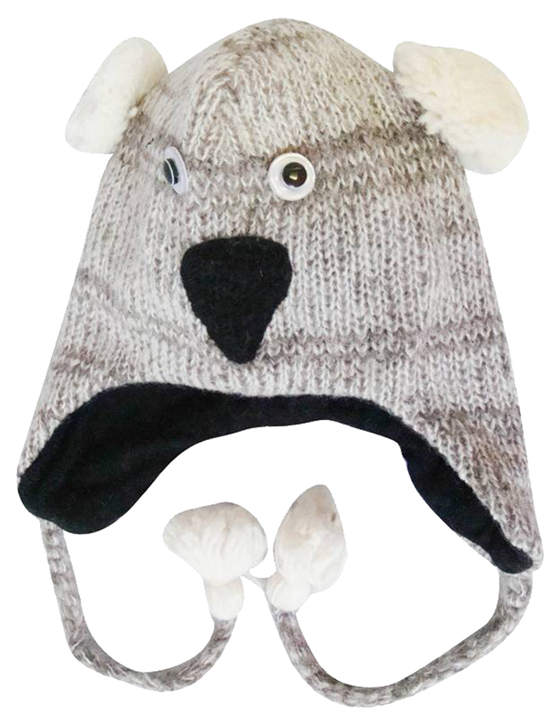Belle Donne - Winter Hats Animal Hats Pom Pom Style Knit Plush Beanies for Women - Koala