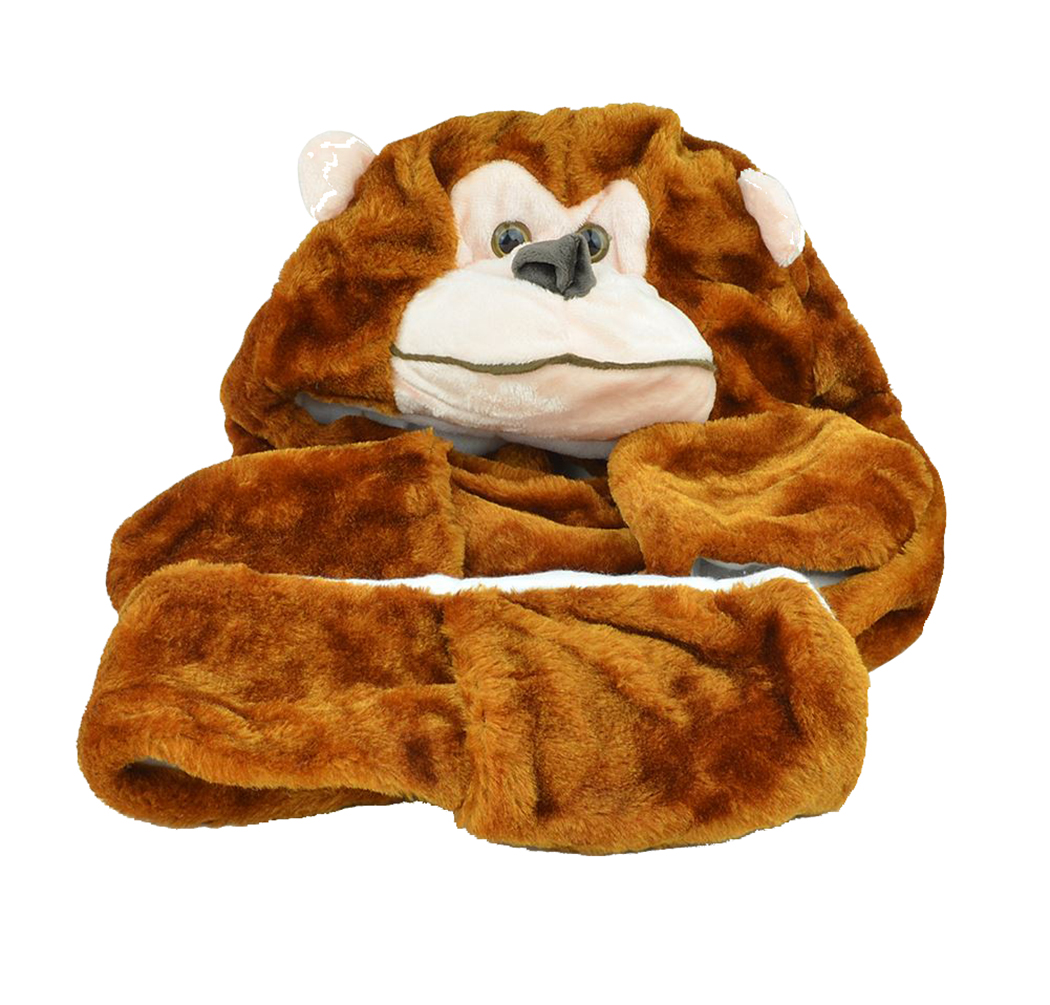 Belle Donne-Unisex Warm Animal Hats Paw Mittens Winter Head wear - Monkey Winter Hat Beanie with Mitten Gloves - Monkey