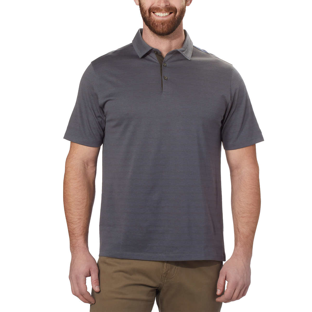 Kirkland Signature Men's Cotton Poly Polo Shirt (Grey, XX-Large)