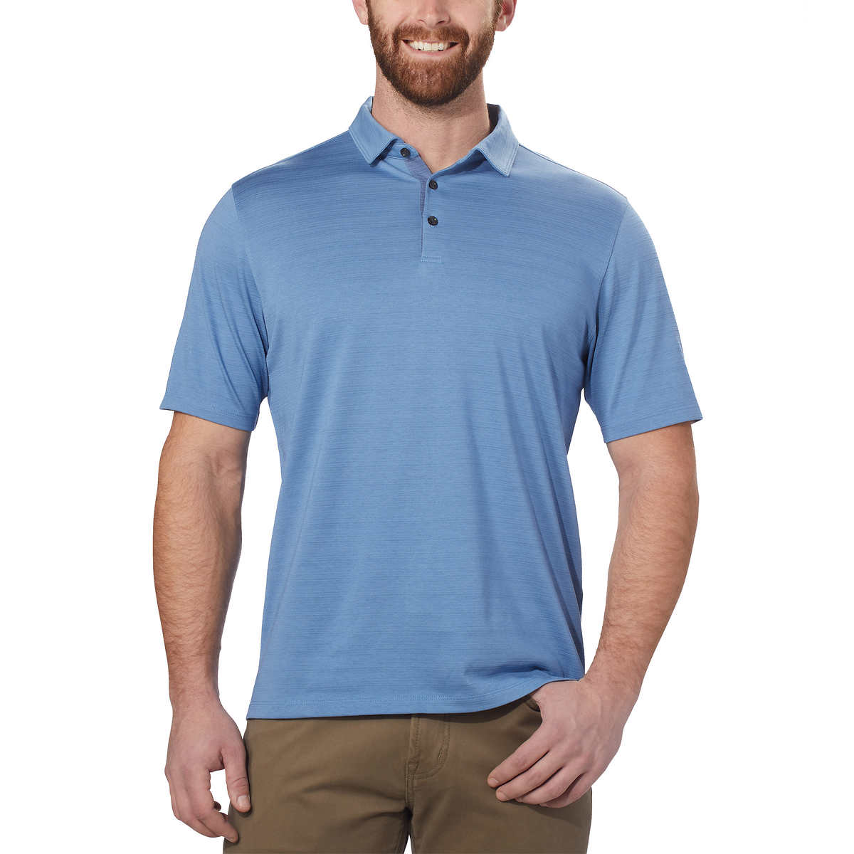 Kirkland Signature Men's Cotton Poly Polo Shirt (Light Blue, XL)