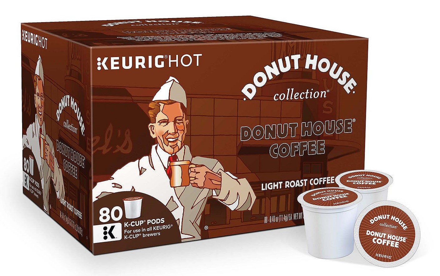 Donut House Light Roast Coffee (80 K-Cups)