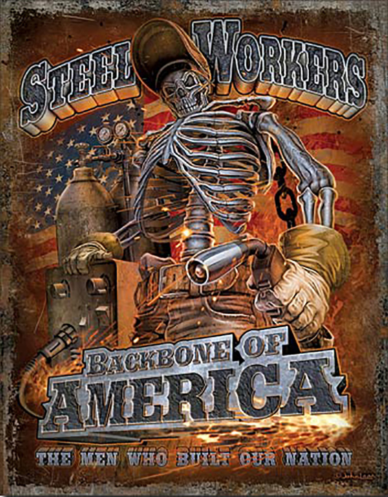 Shop72 - American Theme Tin Sign Decorative Sign and Vintage Retro TinSigns - Backbone Of America - With Sticky Stripes . No Damage to Walls