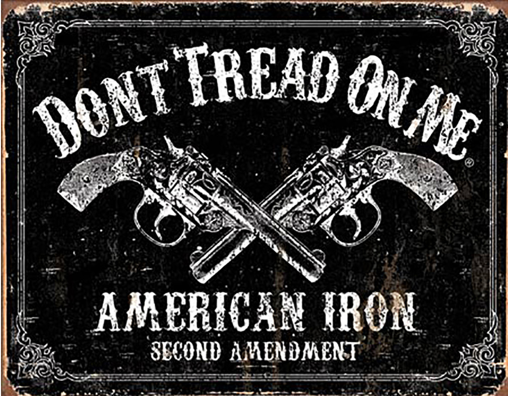 Shop72 - American Theme Tin Sign Decorative Sign and Vintage Retro TinSigns - Don't Tread on Me - American Iron - with Sticky Stripes No Damage to Wal