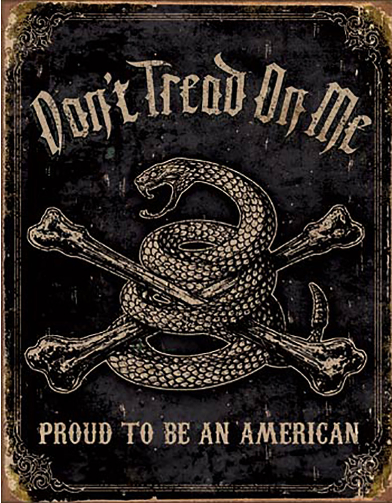 Shop72 - American Theme Tin Sign Decorative Sign and Vintage Retro TinSigns - Don't Tread on Me - Proud American - With Sticky Stripes . No Damage to
