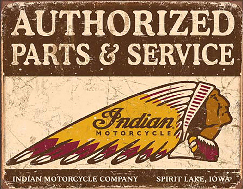 Shop72 - Authorized Indian Parts and Service Tin Sign Bikes Tin Sign Retro Vintage Distressed - with Sticky Stripes No Damage to Walls