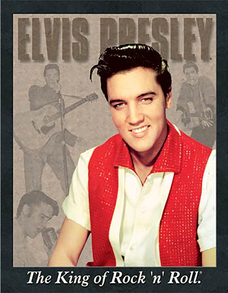 Shop72 - Vintage Tin Sign Elvis Presley Memorabilia Portrait Distressed Metal Sign - with Sticky Stripes No Damage to Walls