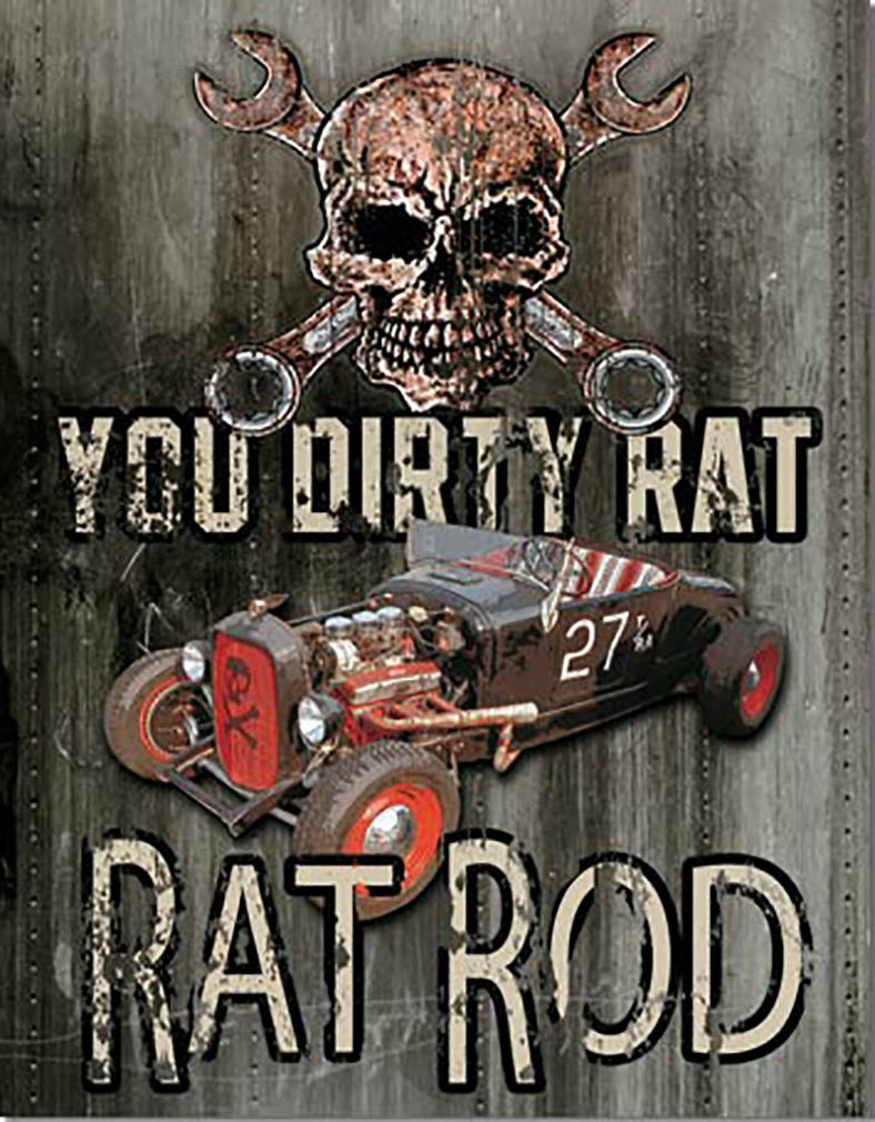 Shop72 - Legends - Dirty Rat Tin Sign Retro Vintage Distrssed - with Sticky Stripes No Damage to Walls