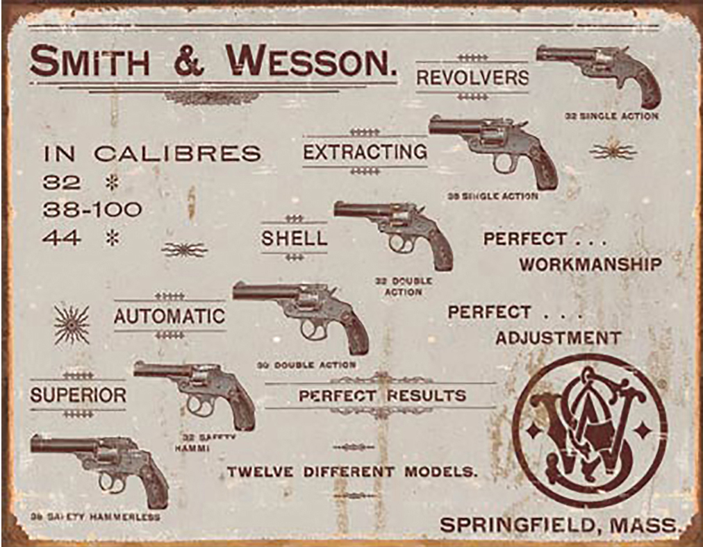 Shop72 - Smith & Wesson Revolvers Tin Sign Retro Vintage Distressed