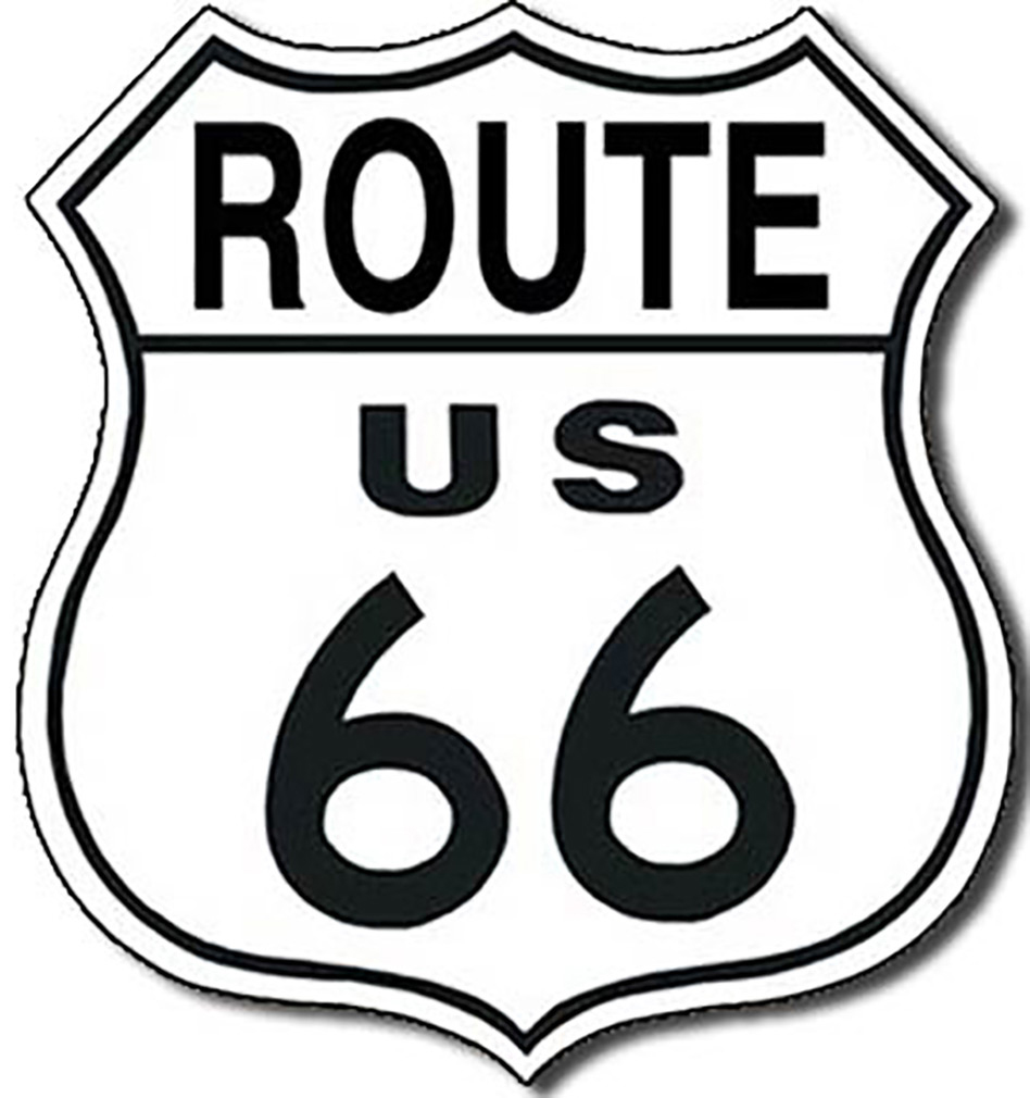Shop72 Route US 66 Shield Tin Sign Retro Vintage Distressed Vintage Road Signs