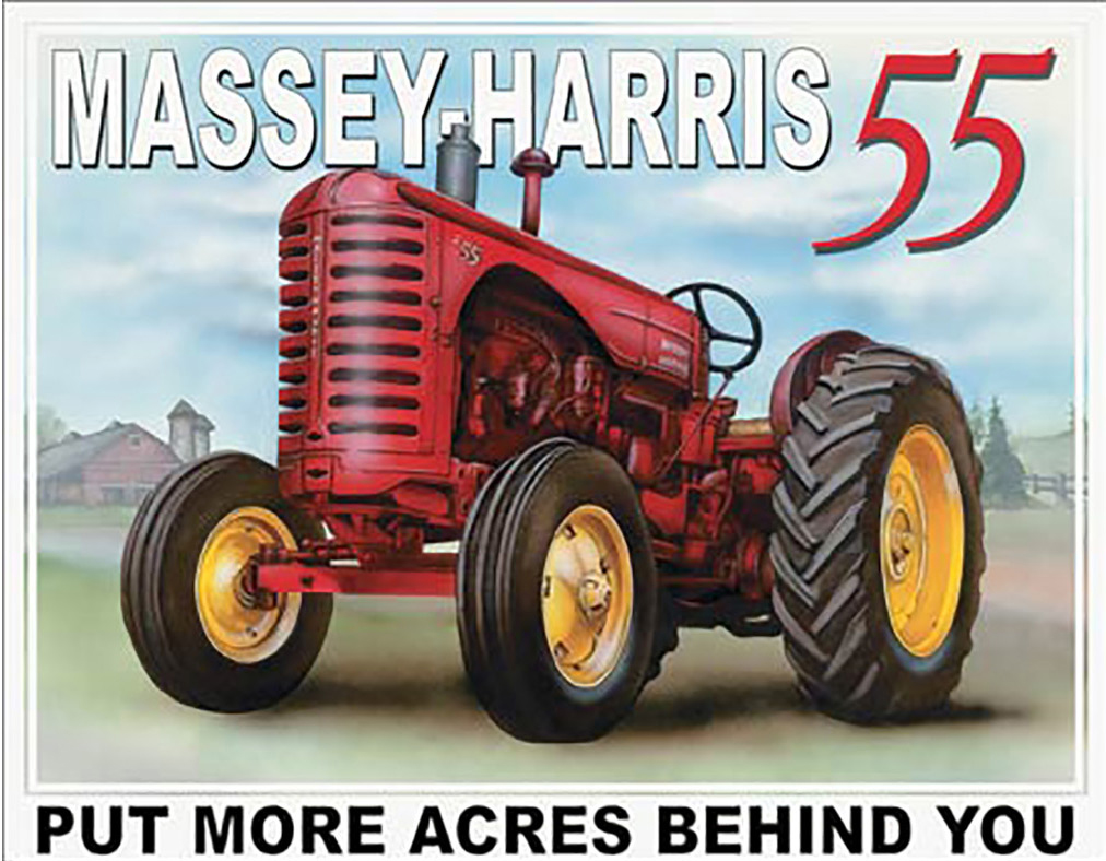Shop72 - AGCO Corporation Massey Harris - 55 Tin Sign Retro Vintage Distrssed - with Sticky Stripes No Damage to Walls