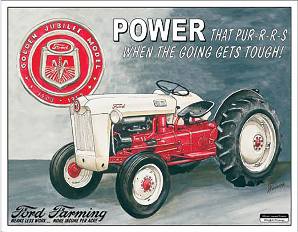 Shop72 - AGCO Corporation Ford Farming Tin Sign Retro Vintage Distrssed - with Sticky Stripes No Damage to Walls
