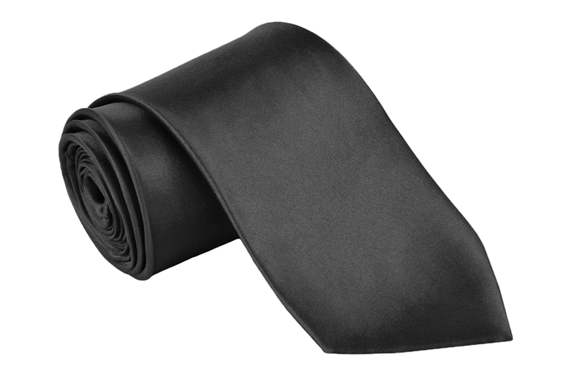 Dabung - Men's Classic Neck Tie - Silk Finish Polyester Necktie - Solid Color Long Ties for Men - Fashion Tie 57" x 3.5" Black