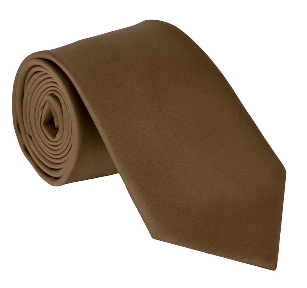 Men Neckties Polyester Long Tie Satin Silk Finish - Burnt Gold Ties