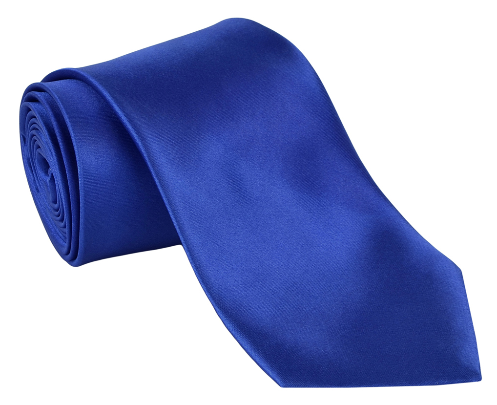 Dabung - Men's Classic Solid Color Neck Tie - Polyester Silk Finish Tie - RoyalBlue