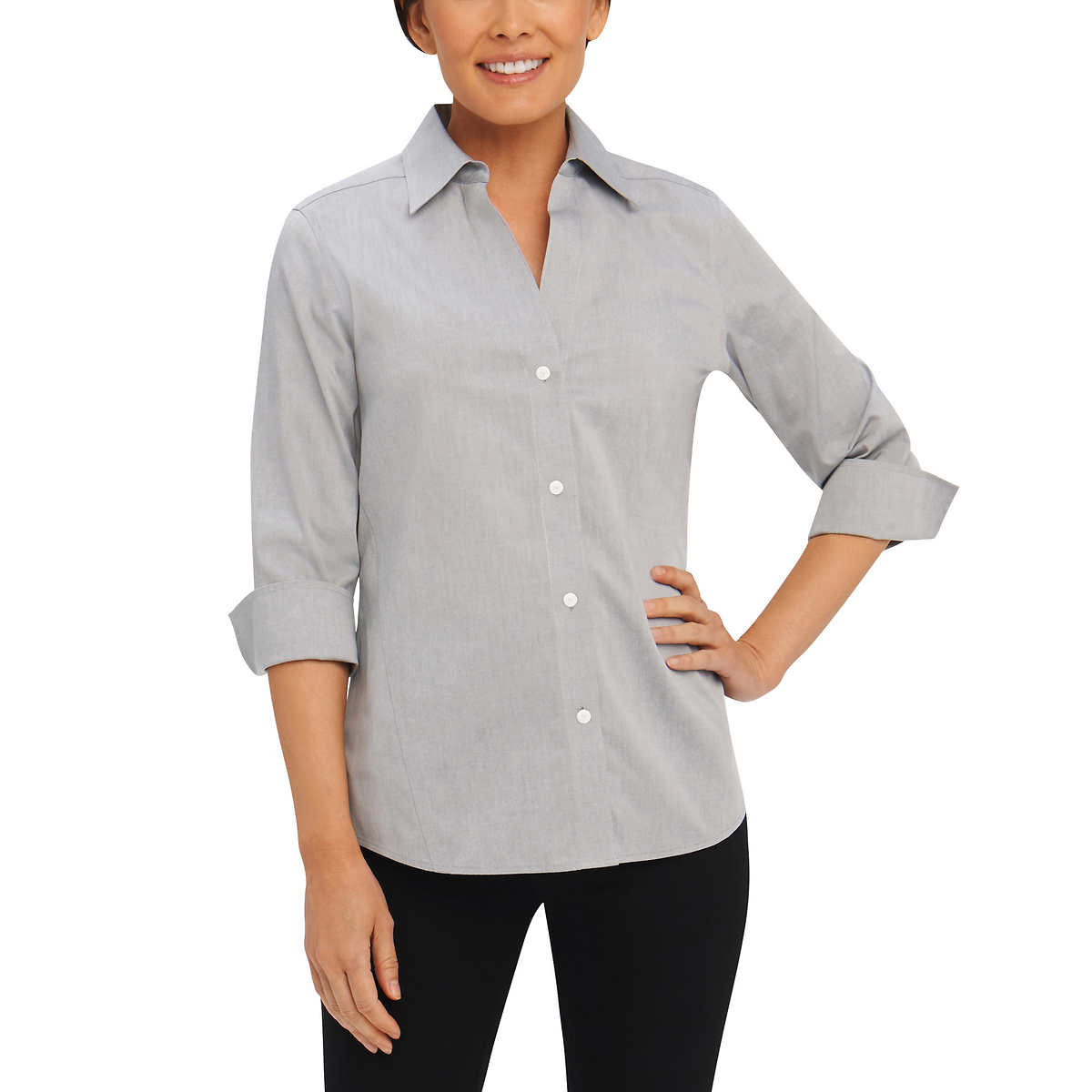 Foxcroft Women's Non-Iron Essential Paige Shirt For Women Silver - Small