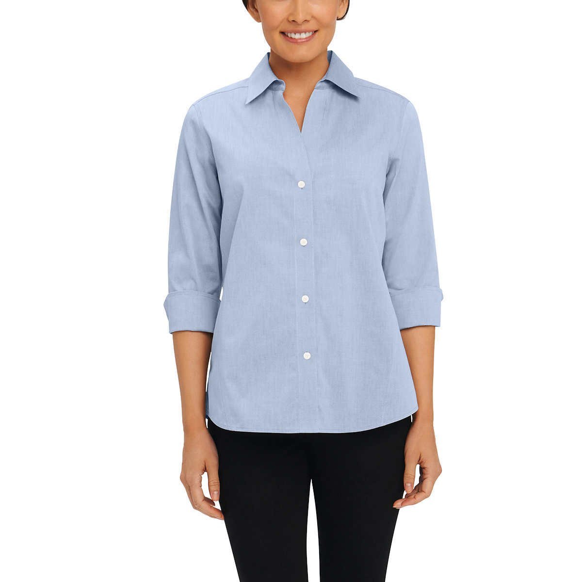 Foxcroft Women's Non-Iron Essential Paige Shirt For Women Blue Wave - Small