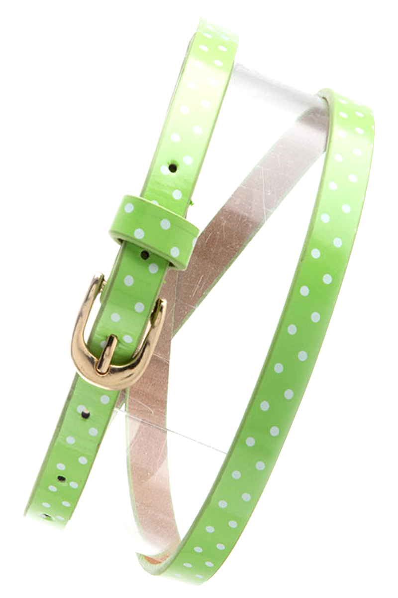 Womens Belts - Skinny Dress Belts with Polished Silver Belt Buckle for Women/Girls by Belle Donne - Light Green One Size
