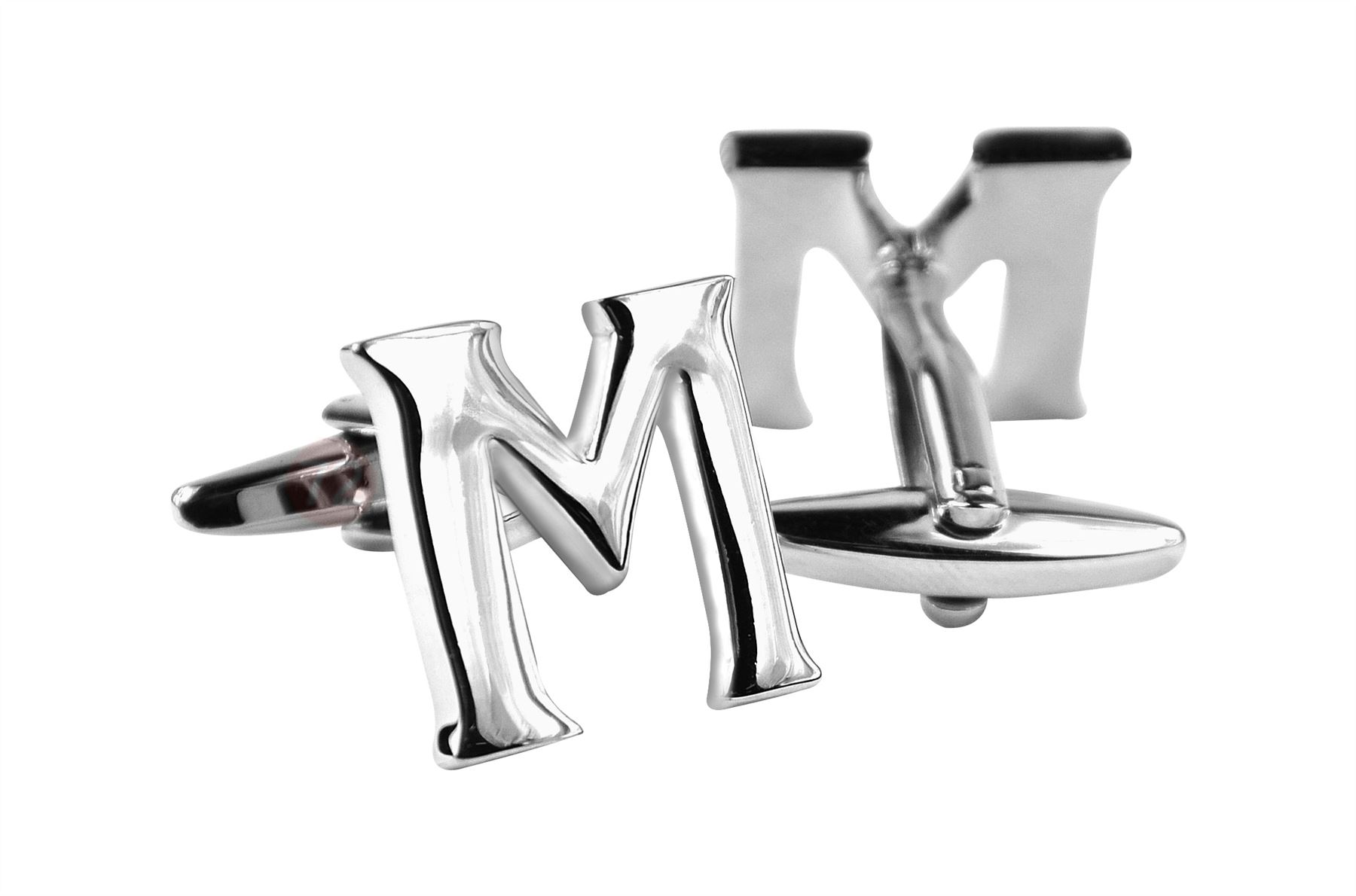 Moda Di Raza Mens Personalized Initial Cufflinks Polished Metal - Silver-M