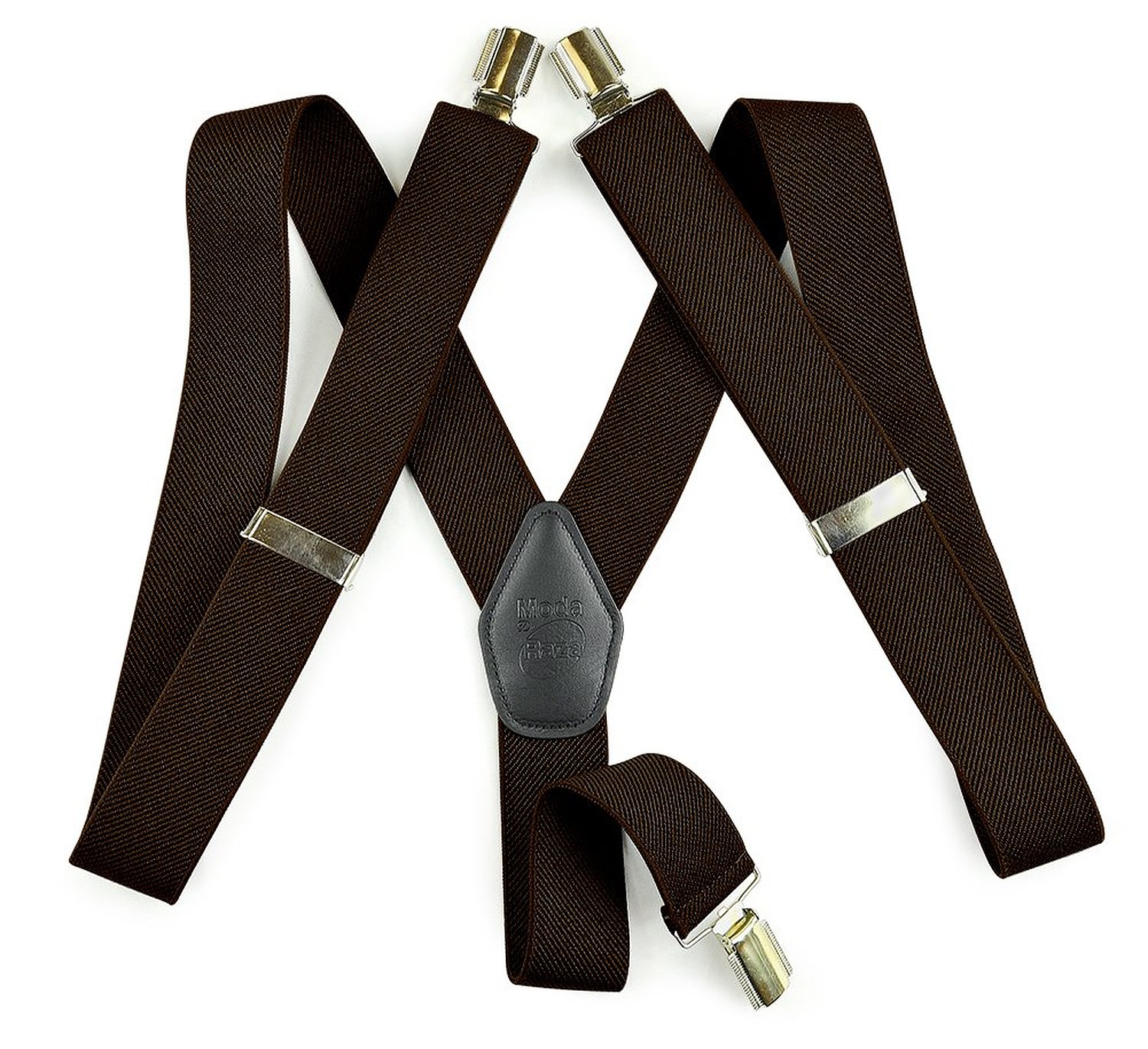 Moda Di Raza- Men's Boxed Dress Suspender with Fancy Design Clip - Brown