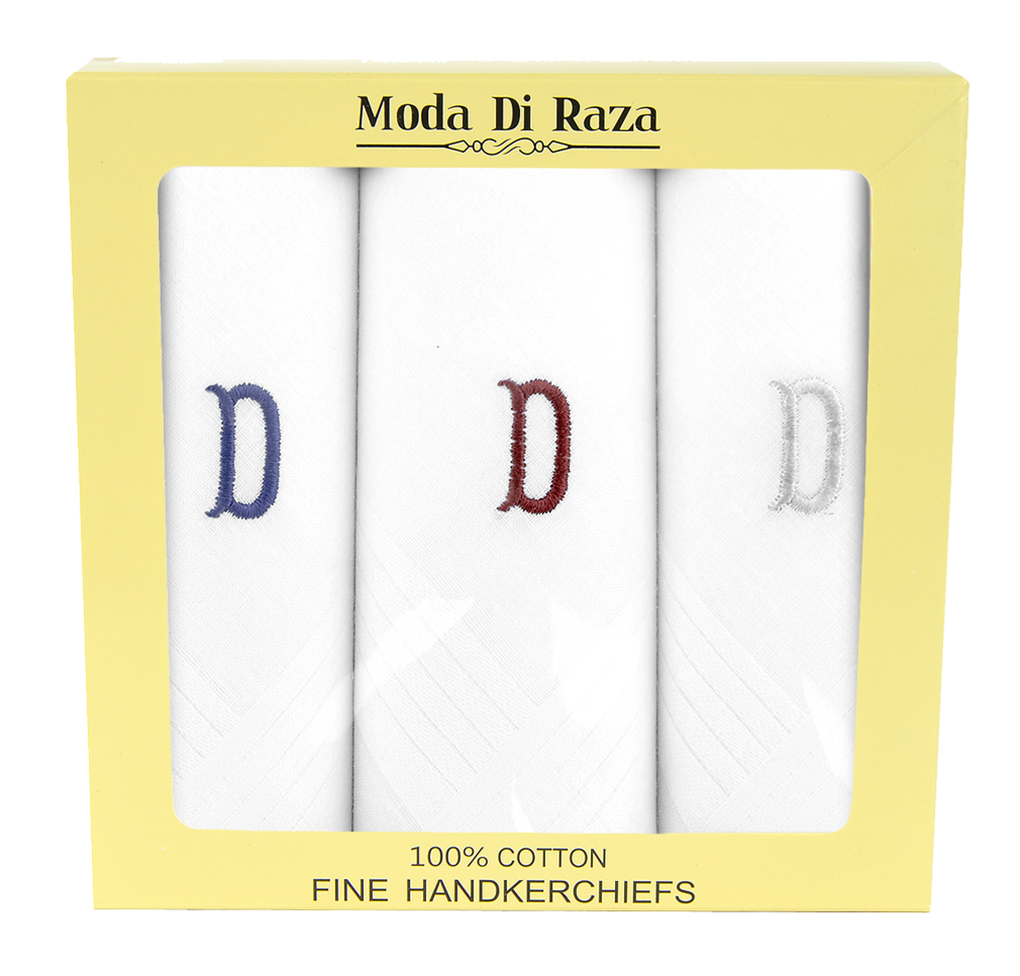 Moda Di Raza Mens Cotton Handkerchiefs Monogrammed Hanky Initial Letter 