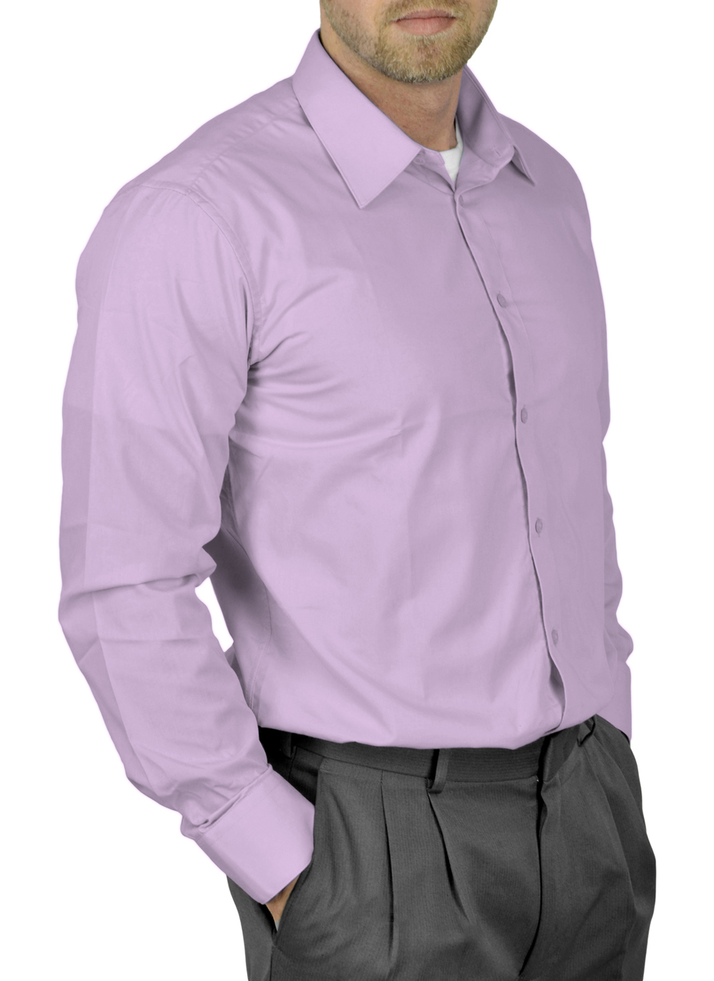 Moda Di Raza Mens Dress Shirt Slim and Regular Fit Office Casual French Cuff Lavender 16.5