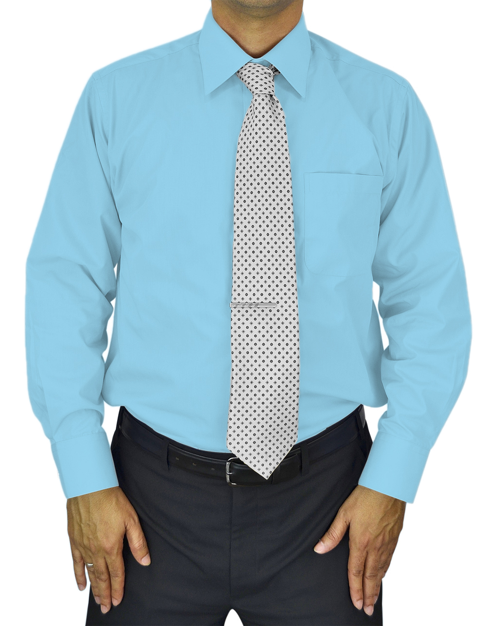 Moda Di Raza Mens Dress Shirt Slim and Regular Fit Office Casual French Cuff Teal 14.5