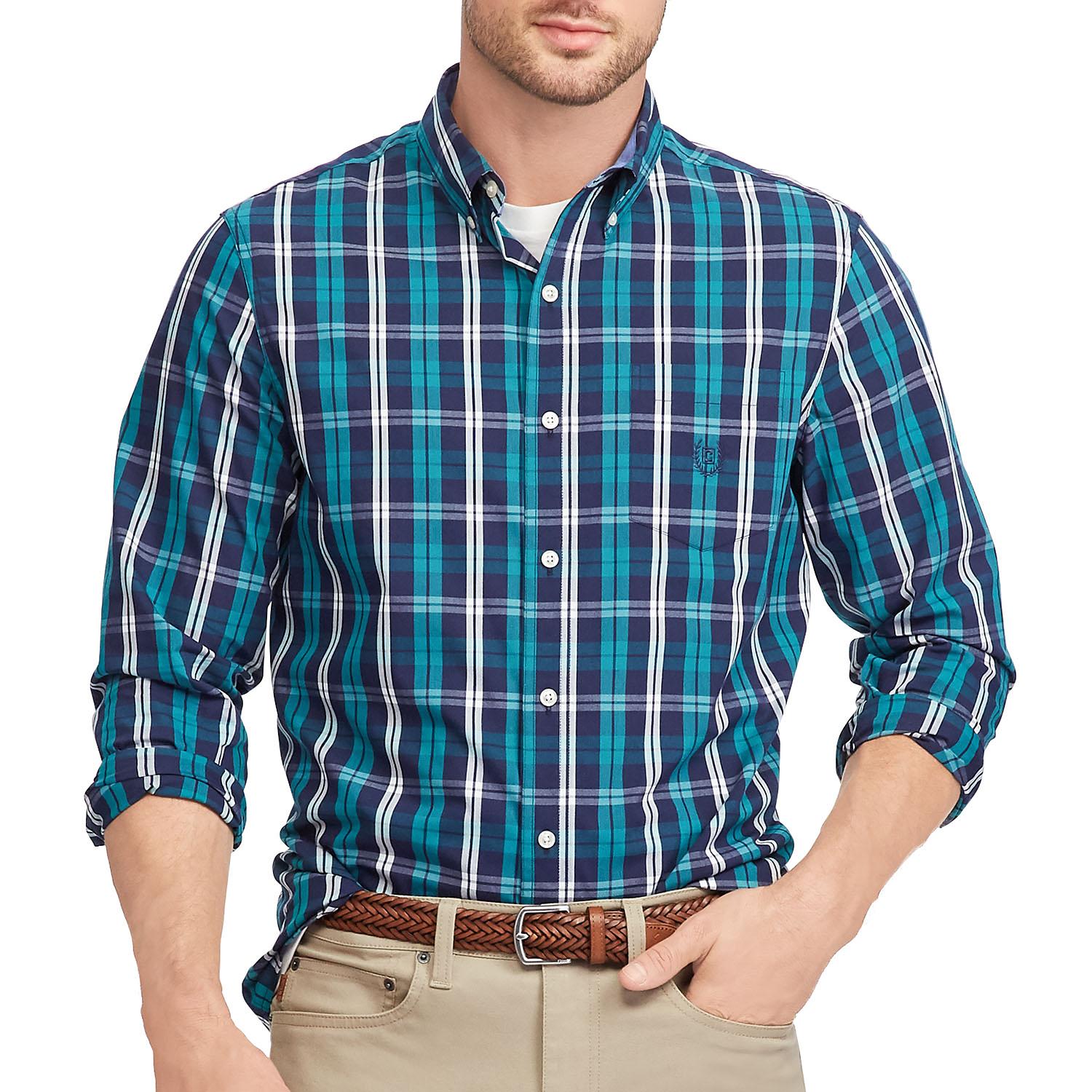 Chaps Men's Long Sleeve Easy Care Button Down Shirt - Holy Green - Medium