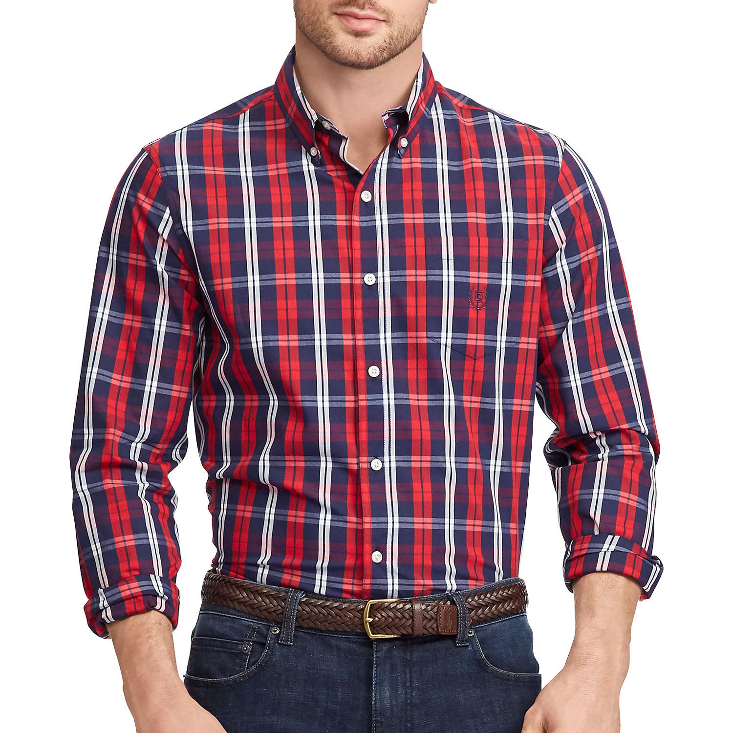 Chaps Men's Long Sleeve Easy Care Button Down Shirt - Park Avenue Red - Medium