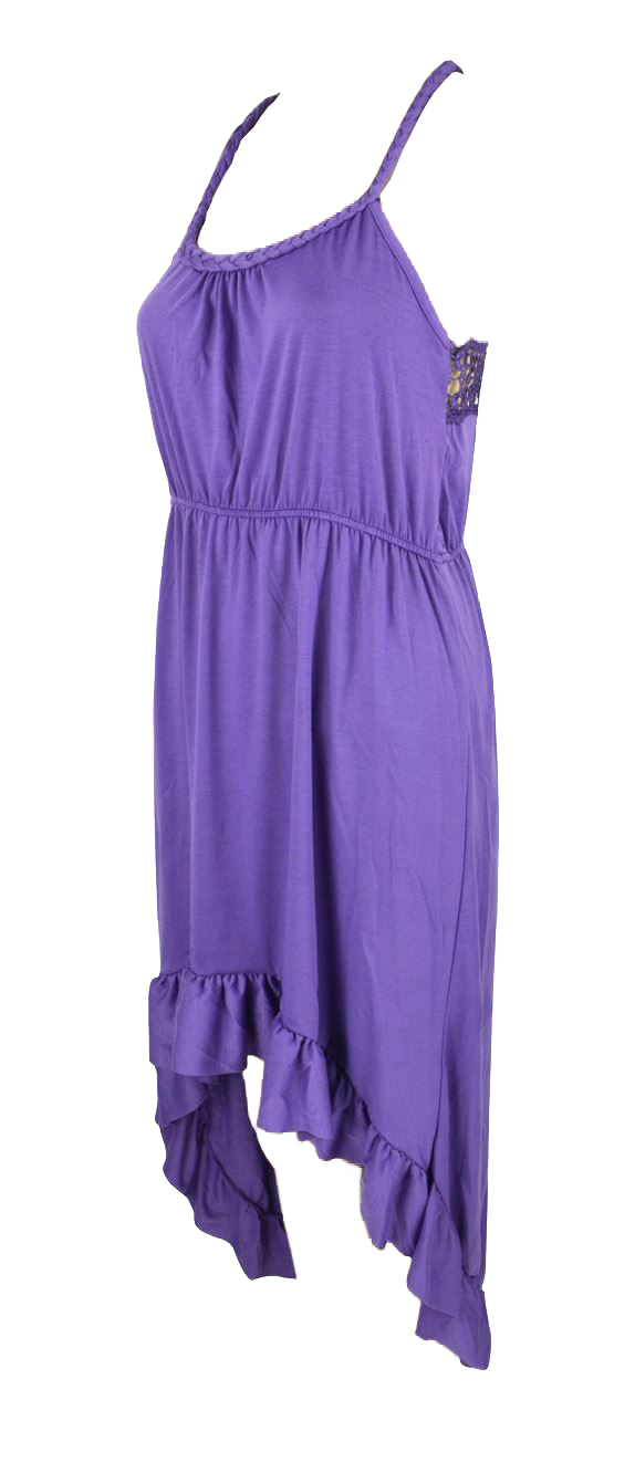 Belle Donne Women's Solid Lace Back High-low Dress - Purple/Medium