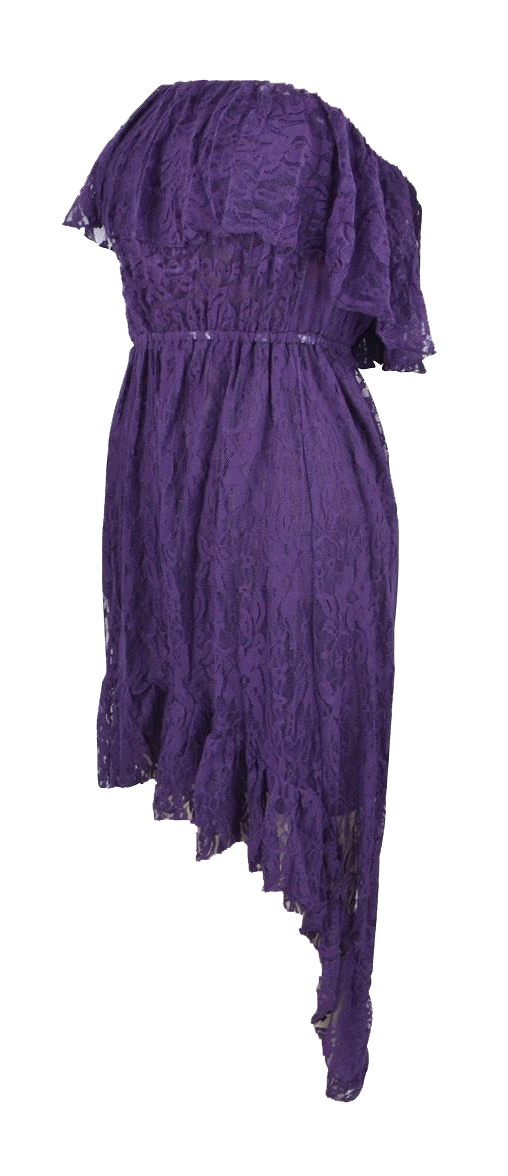 Belle Donne Women's Lace High-Low Baby Doll Dress - Purple/Medium