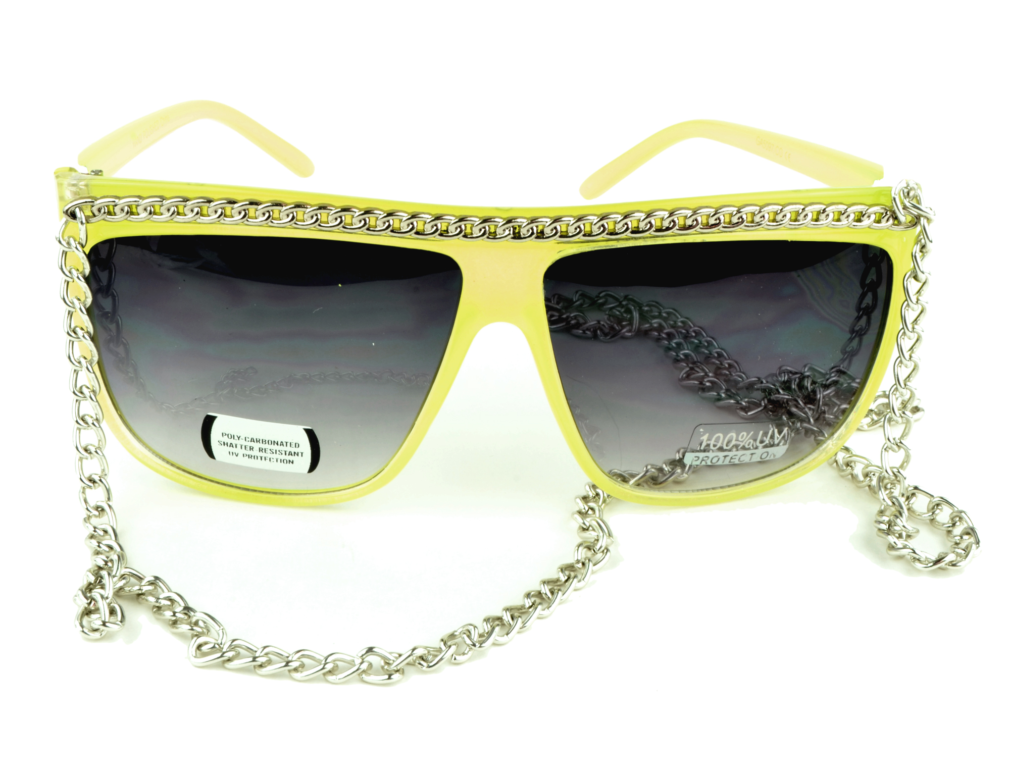 Belle Donne - Women's Hot Celebrity Style Chain Fashion Sunglasses - Yellow One Size
