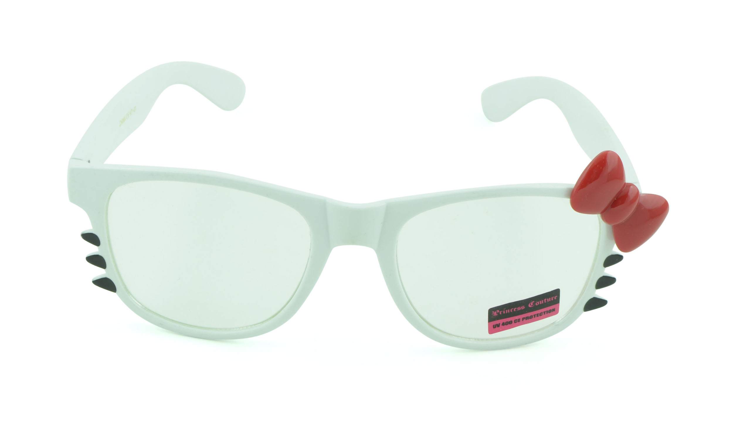 Belle Donne-Women's Kitty Cat Style Sunglasses | Whiskers and Bow Accent-White3