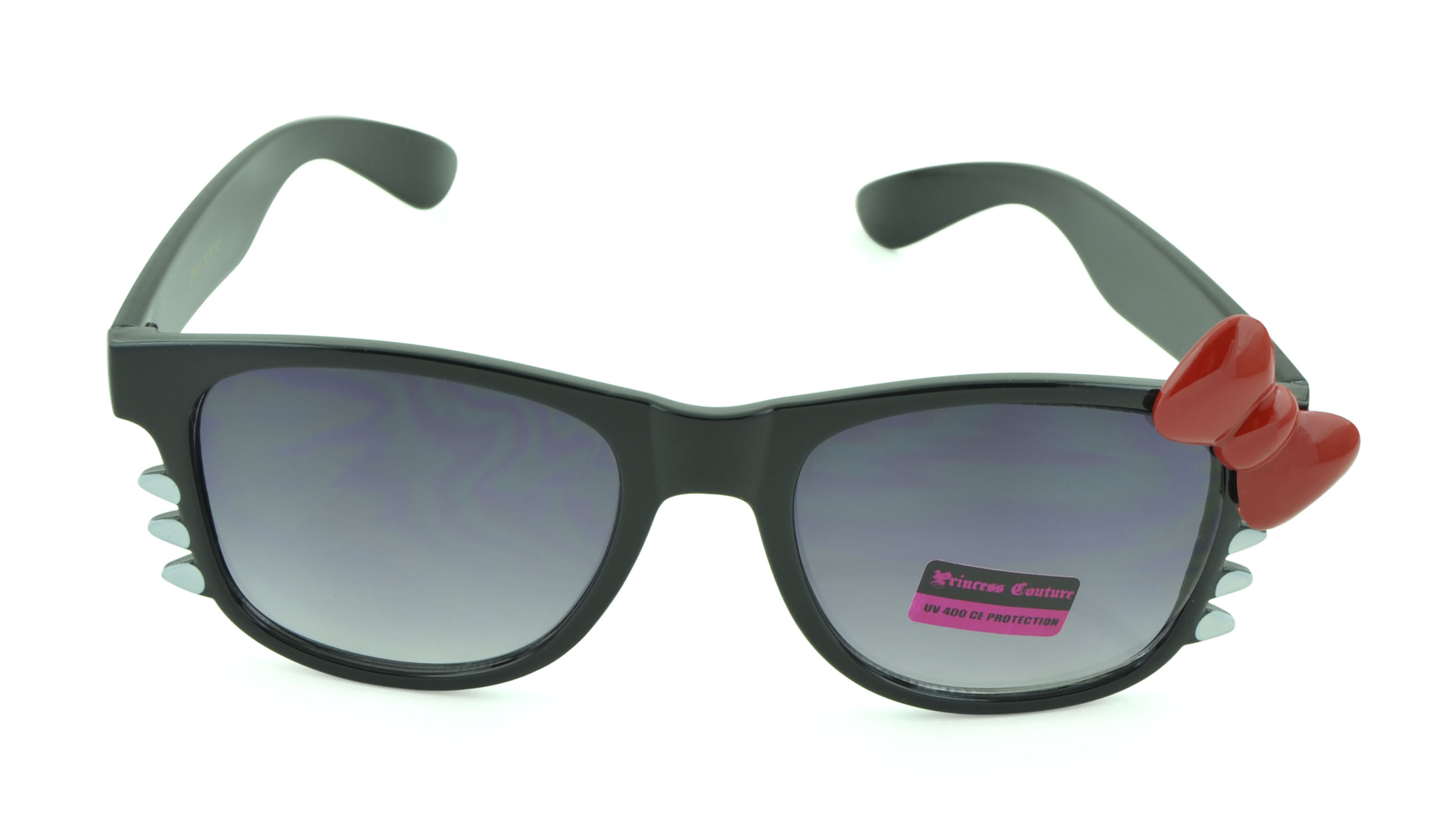 Belle Donne-Women's Kitty Cat Style Sunglasses | Whiskers and Bow Accent-Black2