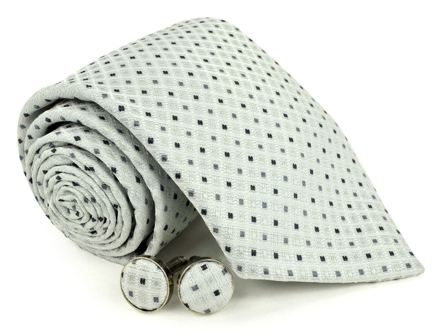 Moda Di Raza Men's NeckTies - 3 Inch Tie - Gift Box Sets - LightGray-II Tie With Cuff-link In Box