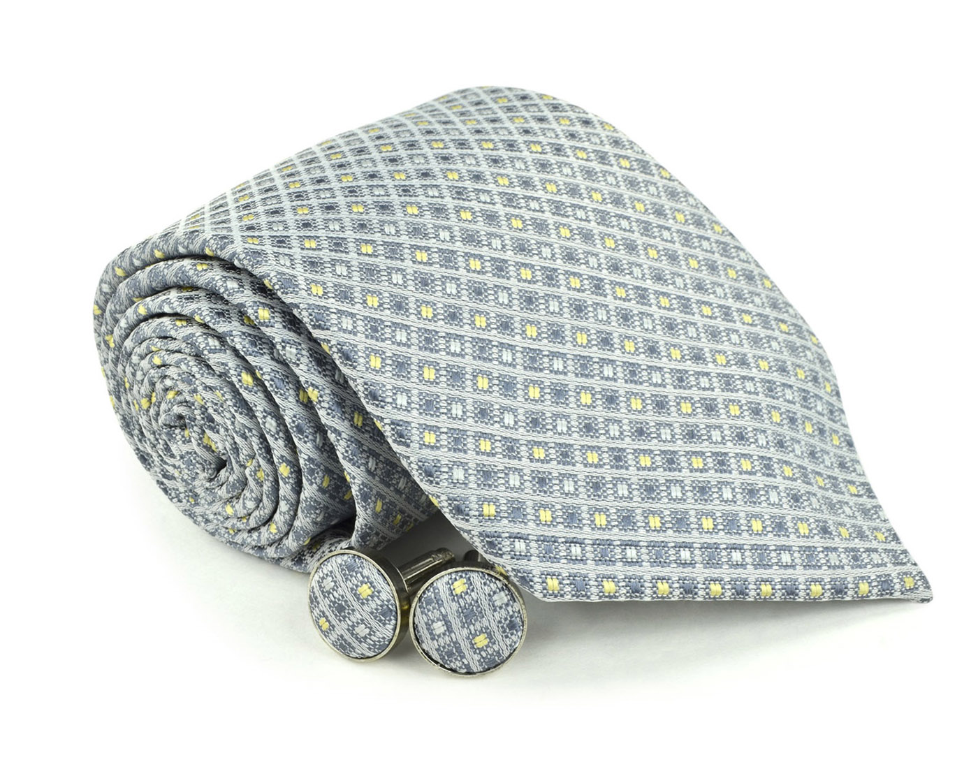 Moda Di Raza Men's NeckTies - 3 Inch Tie - Gift Box Sets - Yellow Tie With Cuff-link In Box