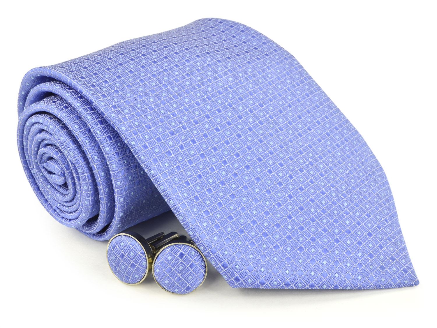 Moda Di Raza Men's NeckTies - 3 Inch Tie - Gift Box Sets - LightBlue Tie With Cuff-link In Box