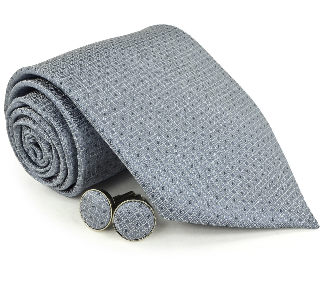 Moda Di Raza Men's NeckTies - 3 Inch Tie - Gift Box Sets - Gray Tie With Cuff-link In Box