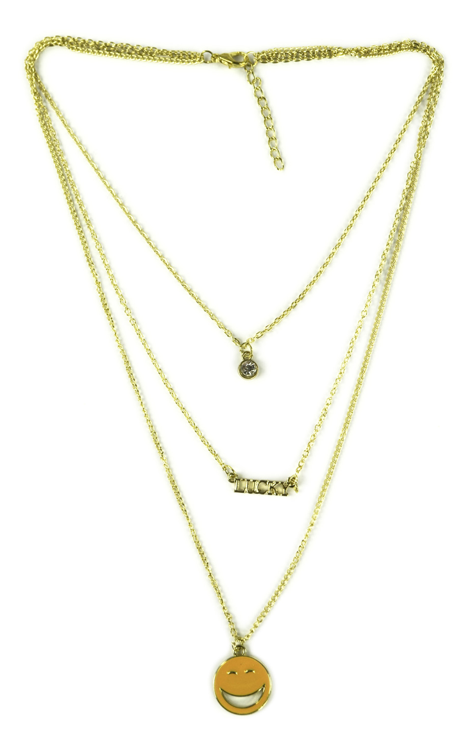 Belle Donne Necklace Long  Multi Chain and Choker  Emoji - Gold