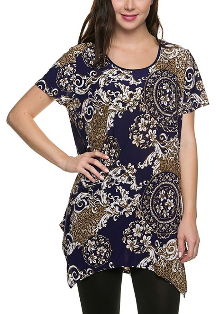 Tunic Tops For Women Long Loose Jersey Shirt Casual Formal Belle Donne - Navy X-Large