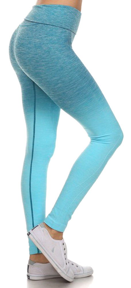 Belle Donne- Women's Legging Full Size Legging Ombre Dip Dye Fold Over - Periwinkle/Small